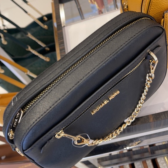 Michael Kors Jet Set Item Large East West Zip Chain Black Crossbody Bag - Picture 7 of 11